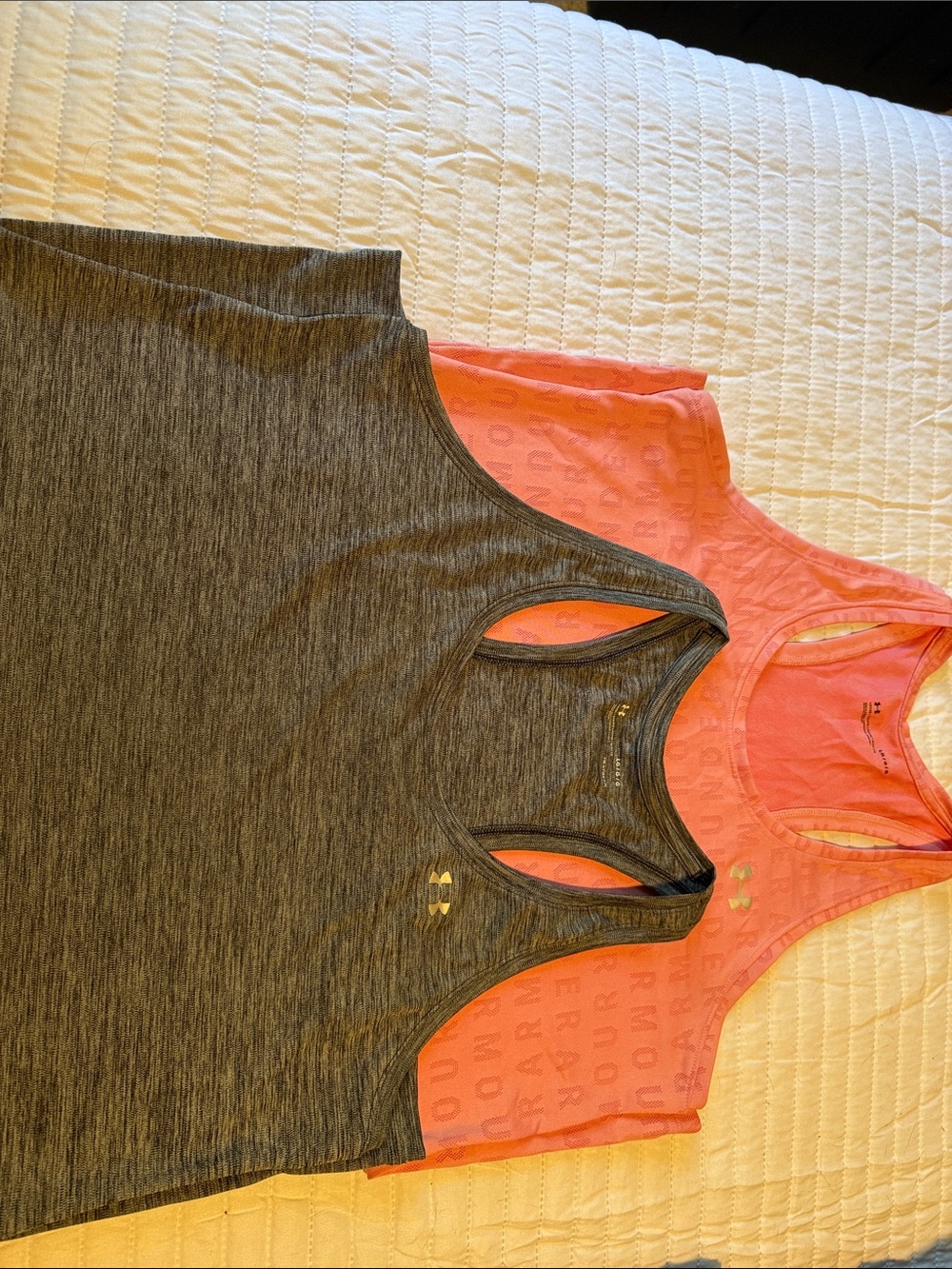 Under Armour Women’s Racerback Tank Tops - Charcoal and Coral